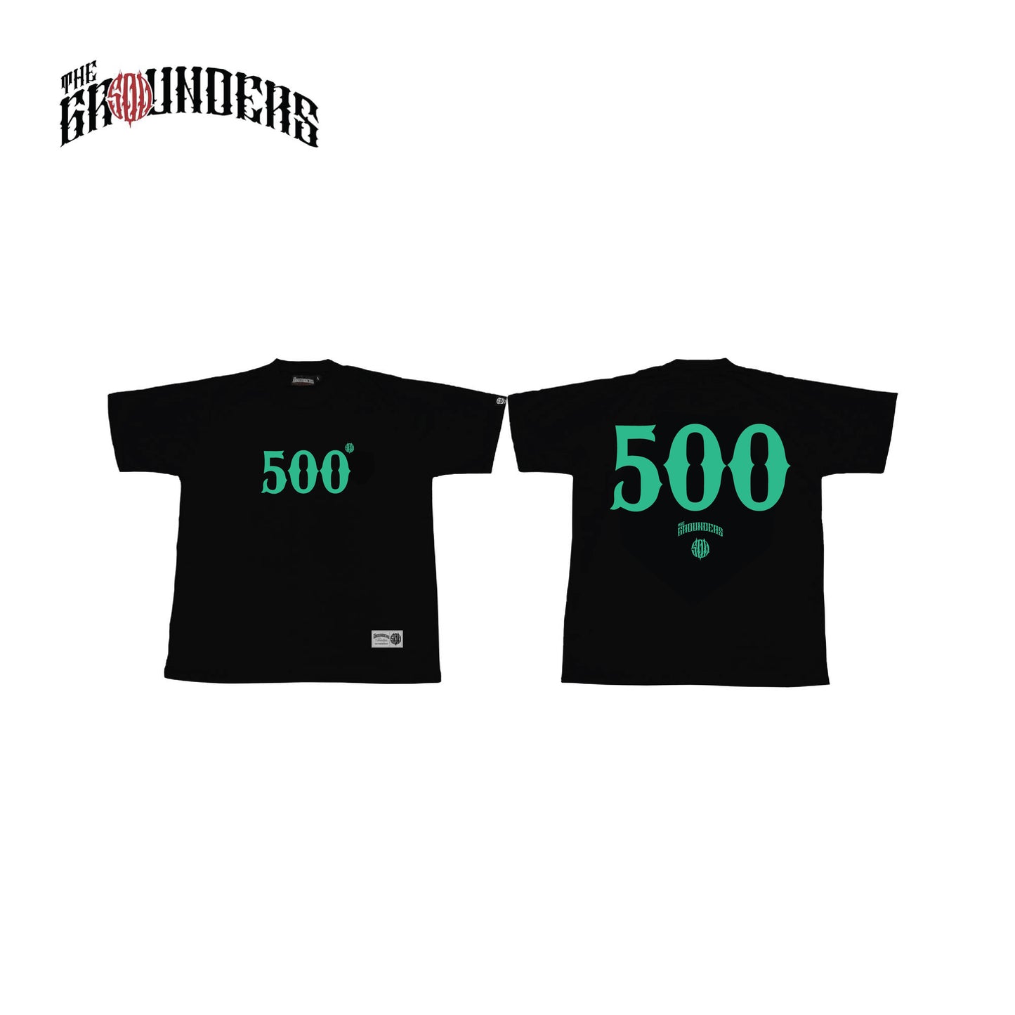 TG 500 TEAL NUMBER BLACK TEE THE GROUNDERS