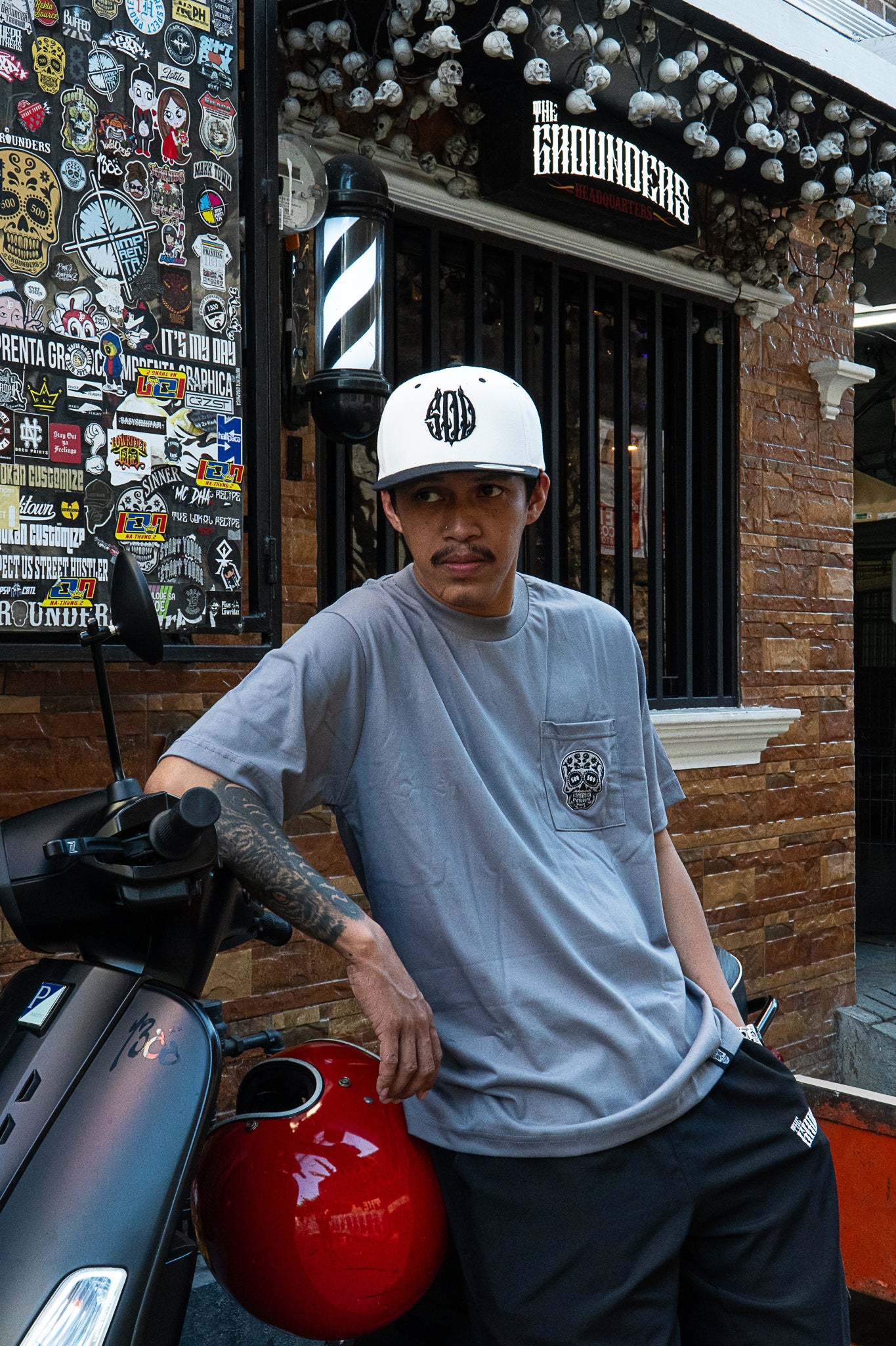 BLUISH GRAY SQUARED POCKET TEE