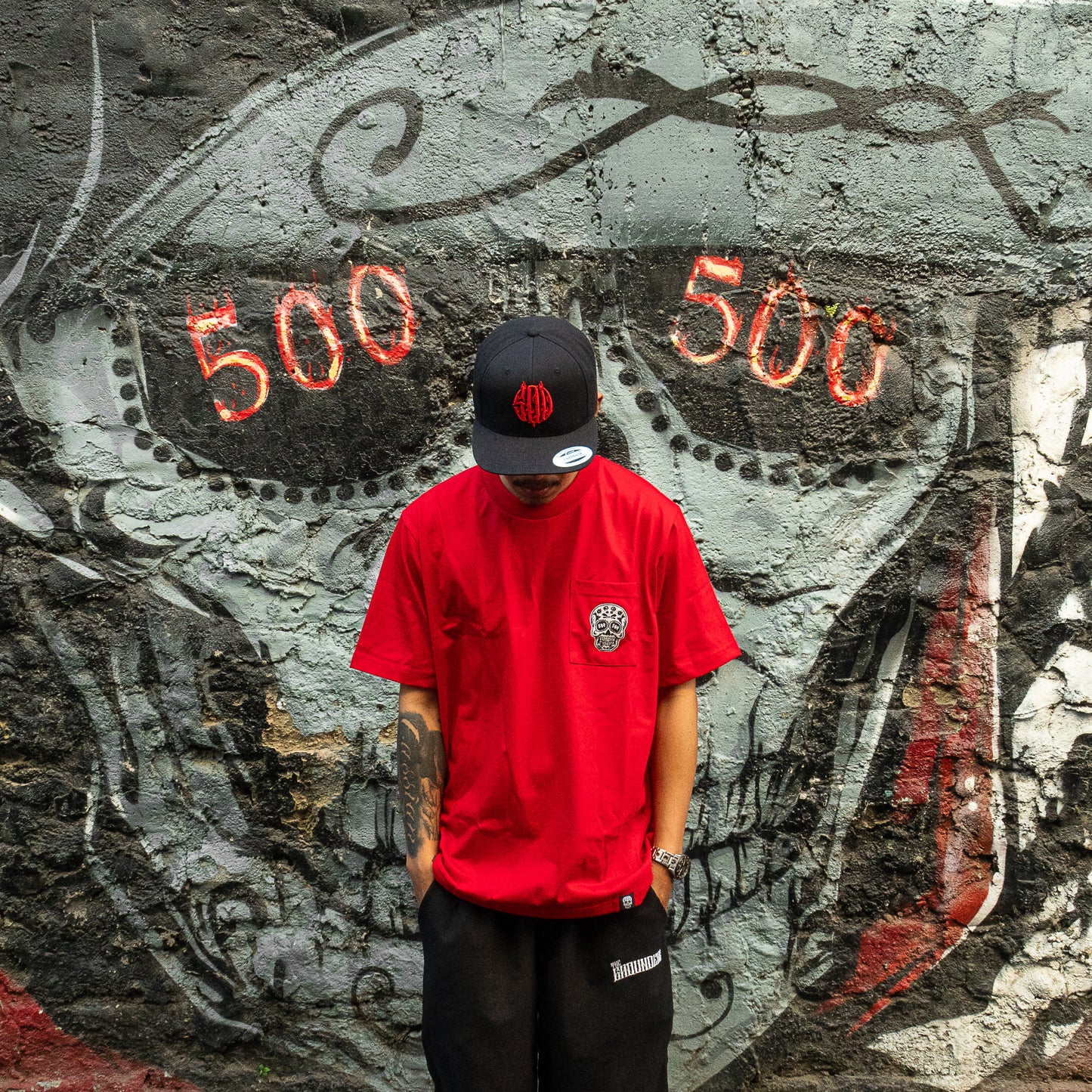 RED SQUARED POCKET TEE