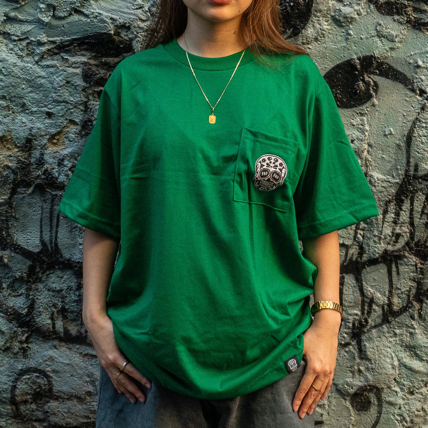 EMERALD GREEN SQUARED POCKET TEE