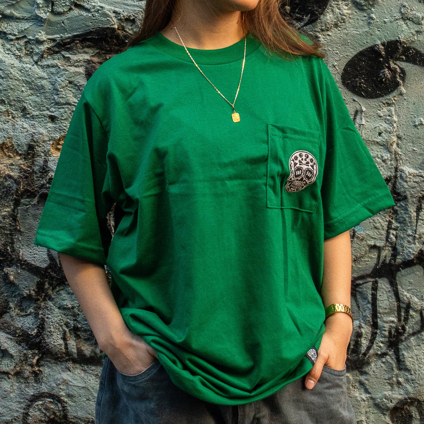 EMERALD GREEN SQUARED POCKET TEE