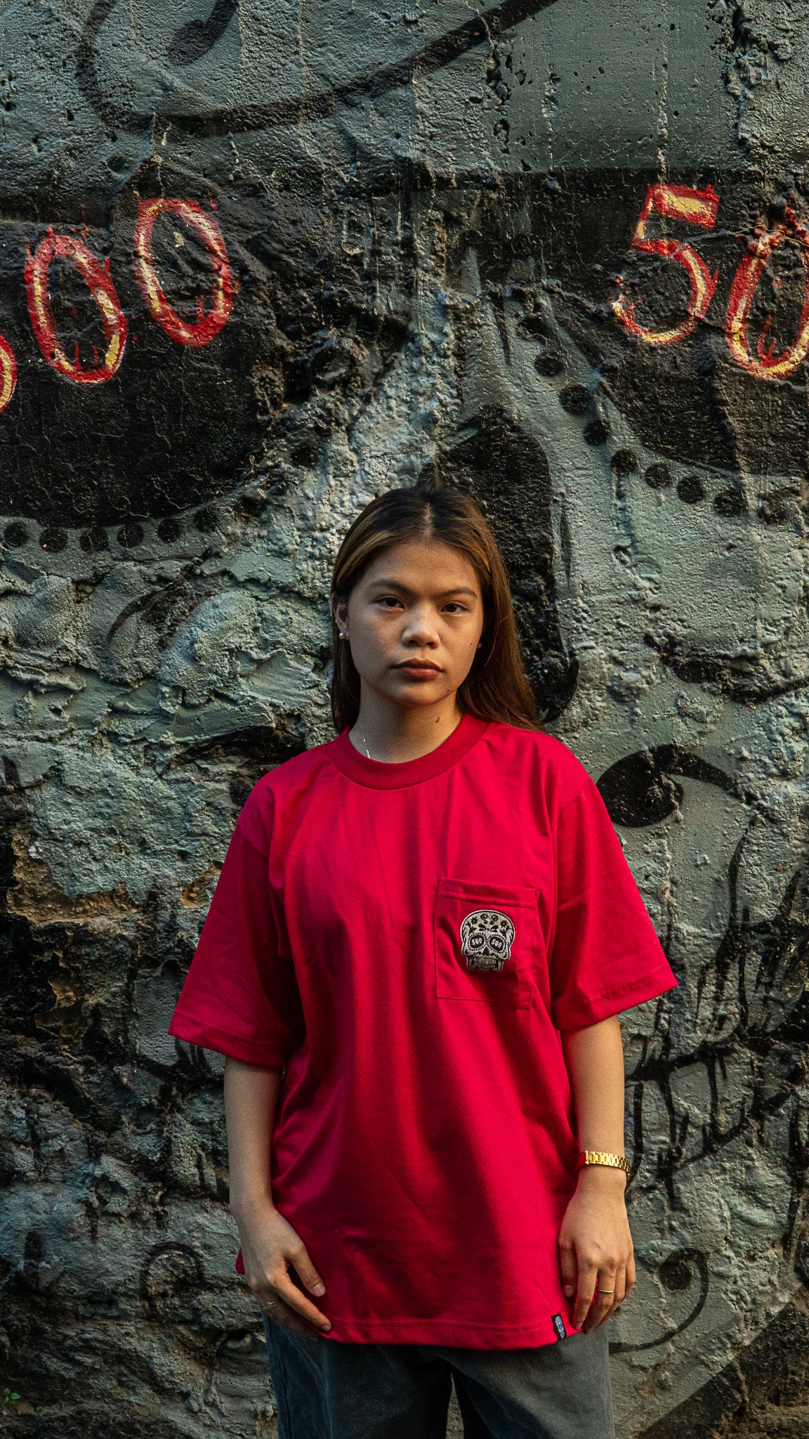 RED SQUARED POCKET TEE