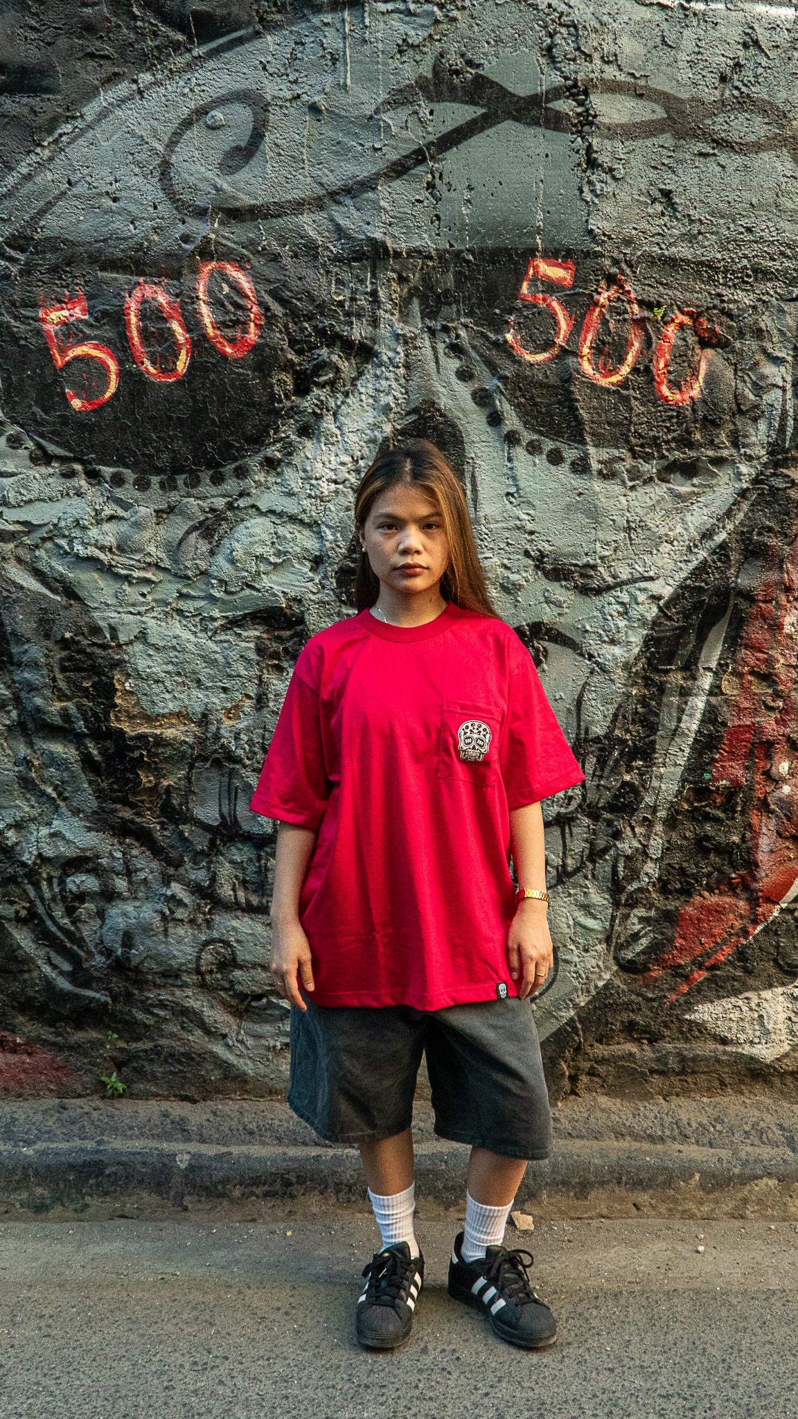 RED SQUARED POCKET TEE