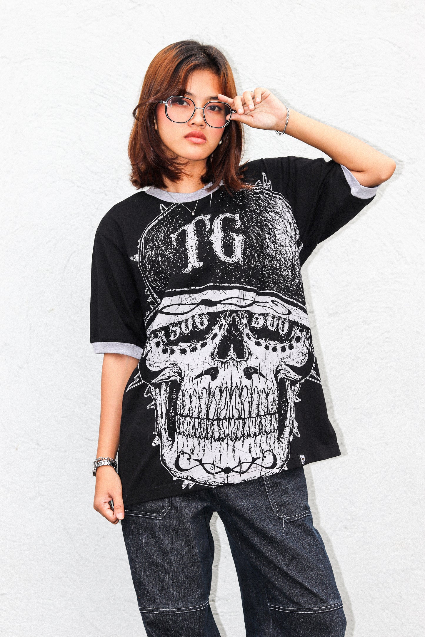 TG SCRIBBLE RINGER BLACK TEE