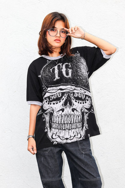 TG SCRIBBLE RINGER BLACK TEE