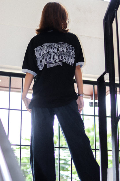 TG SCRIBBLE RINGER BLACK TEE
