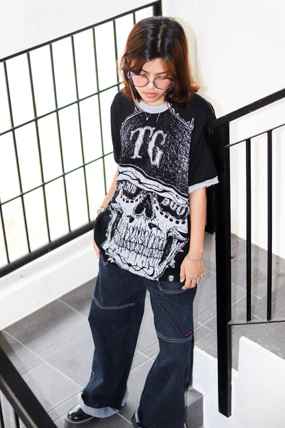 TG SCRIBBLE RINGER BLACK TEE