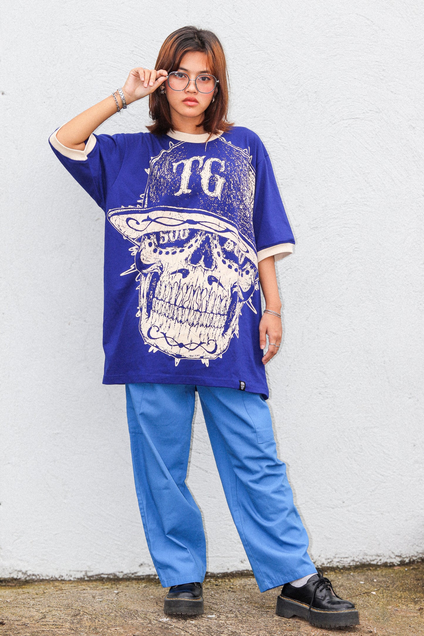TG SCRIBBLE RINGER ROYAL BLUE TEE