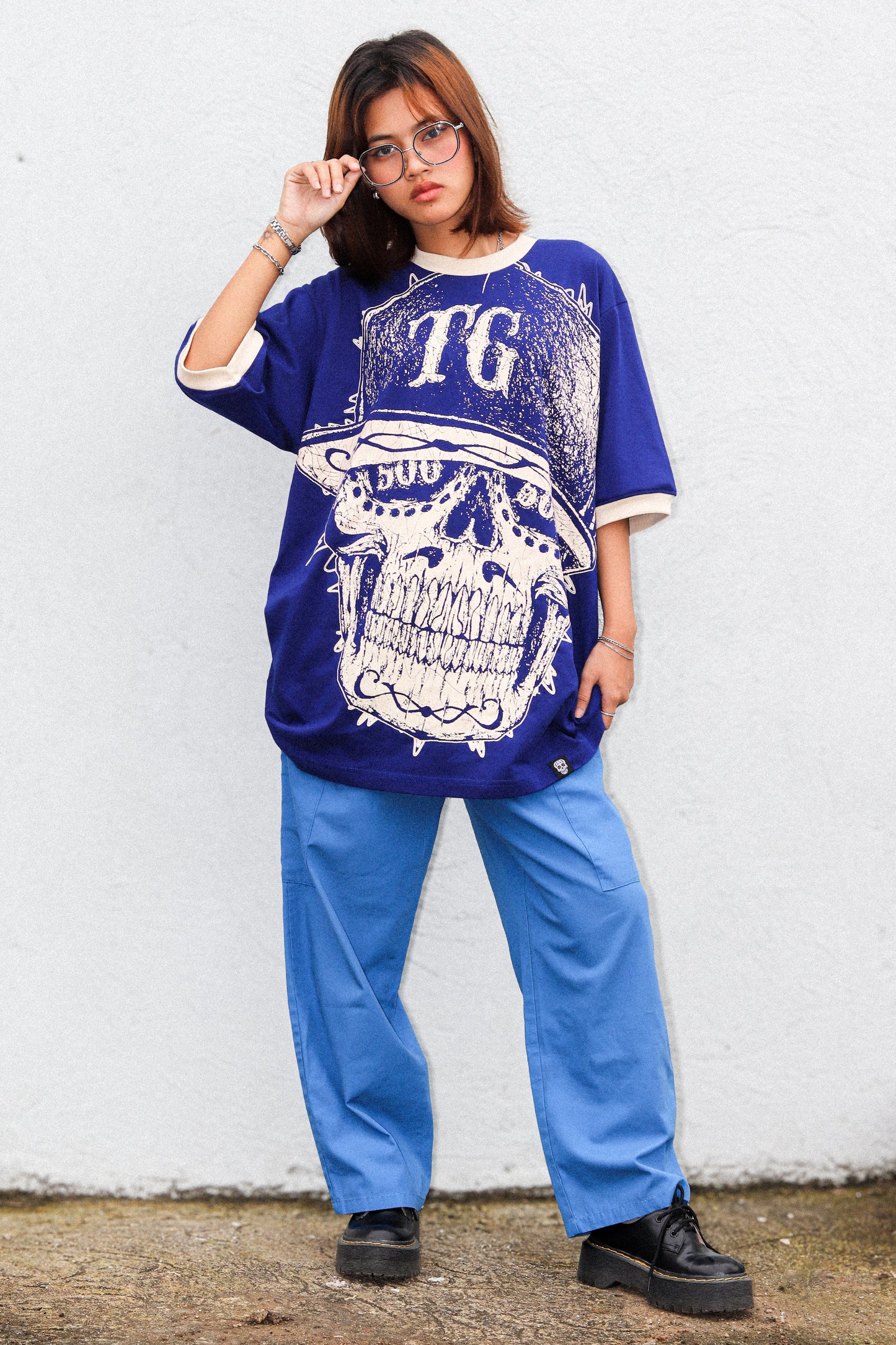 TG SCRIBBLE RINGER ROYAL BLUE TEE