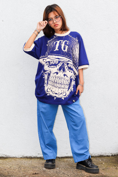 TG SCRIBBLE RINGER ROYAL BLUE TEE