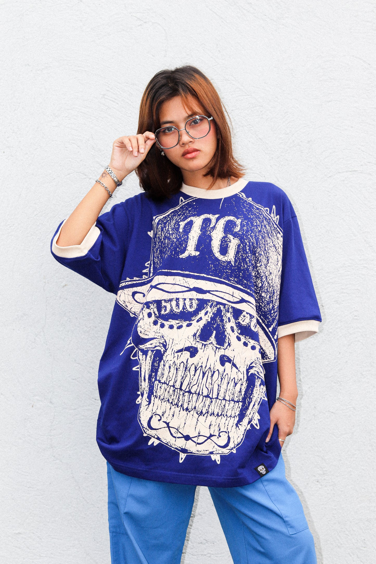 TG SCRIBBLE RINGER ROYAL BLUE TEE