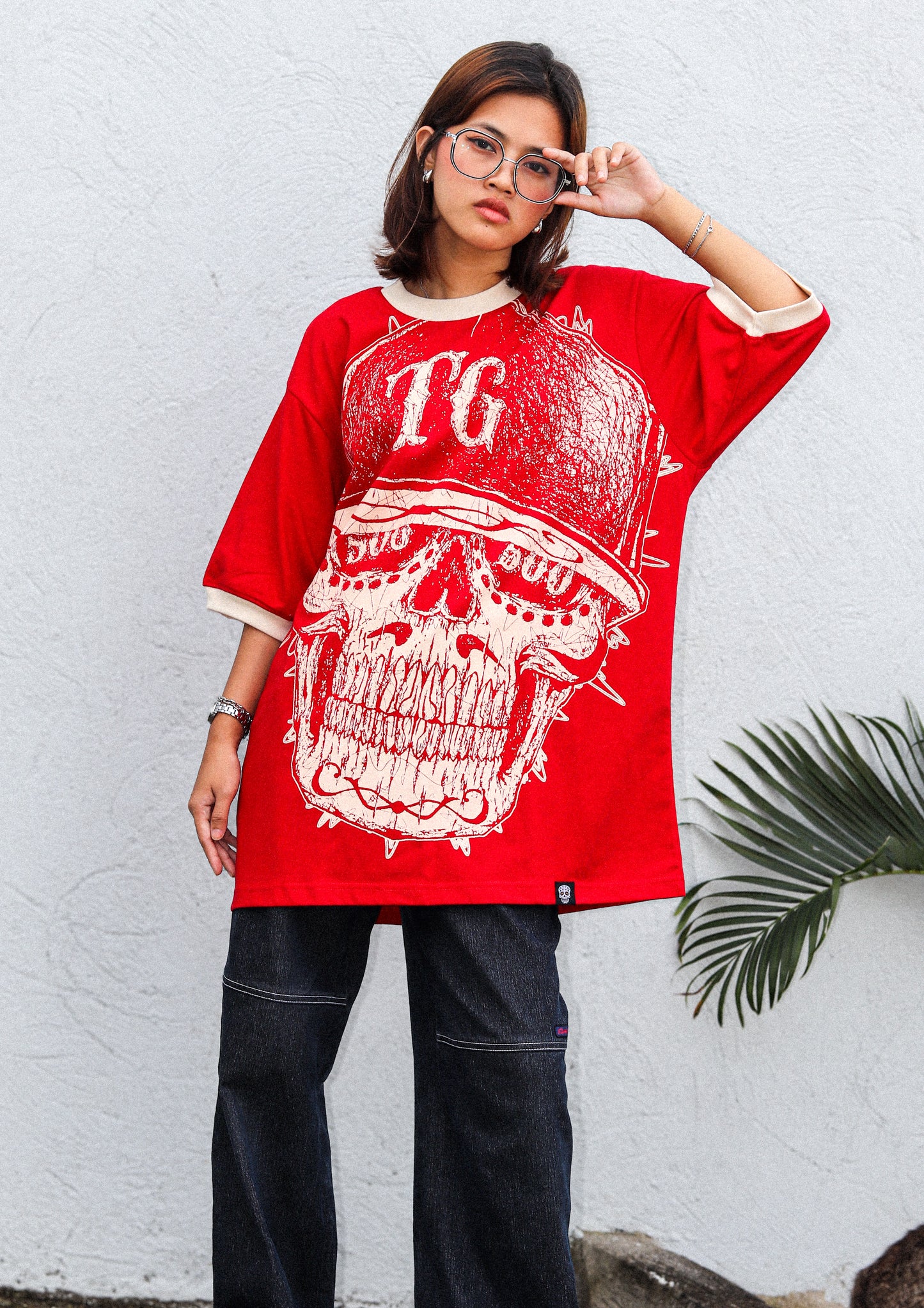 TG SCRIBBLE RINGER RED TEE