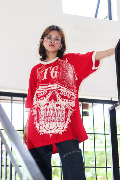 TG SCRIBBLE RINGER RED TEE