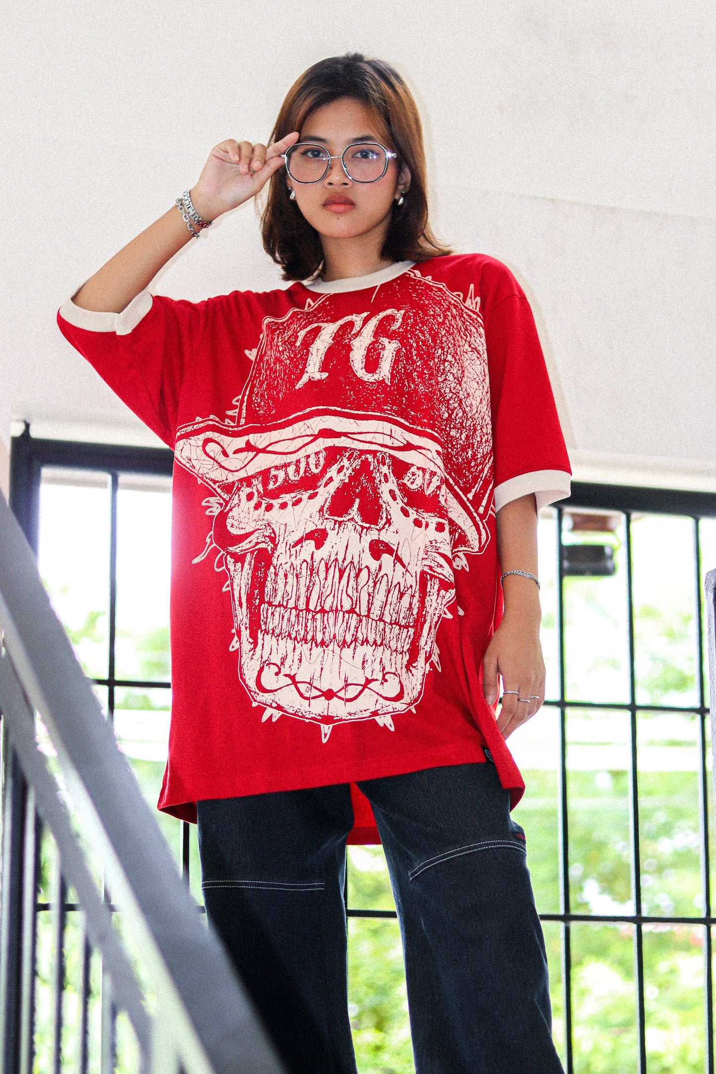TG SCRIBBLE RINGER RED TEE