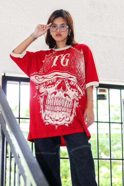 TG SCRIBBLE RINGER RED TEE