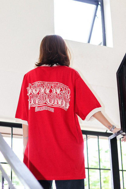 TG SCRIBBLE RINGER RED TEE