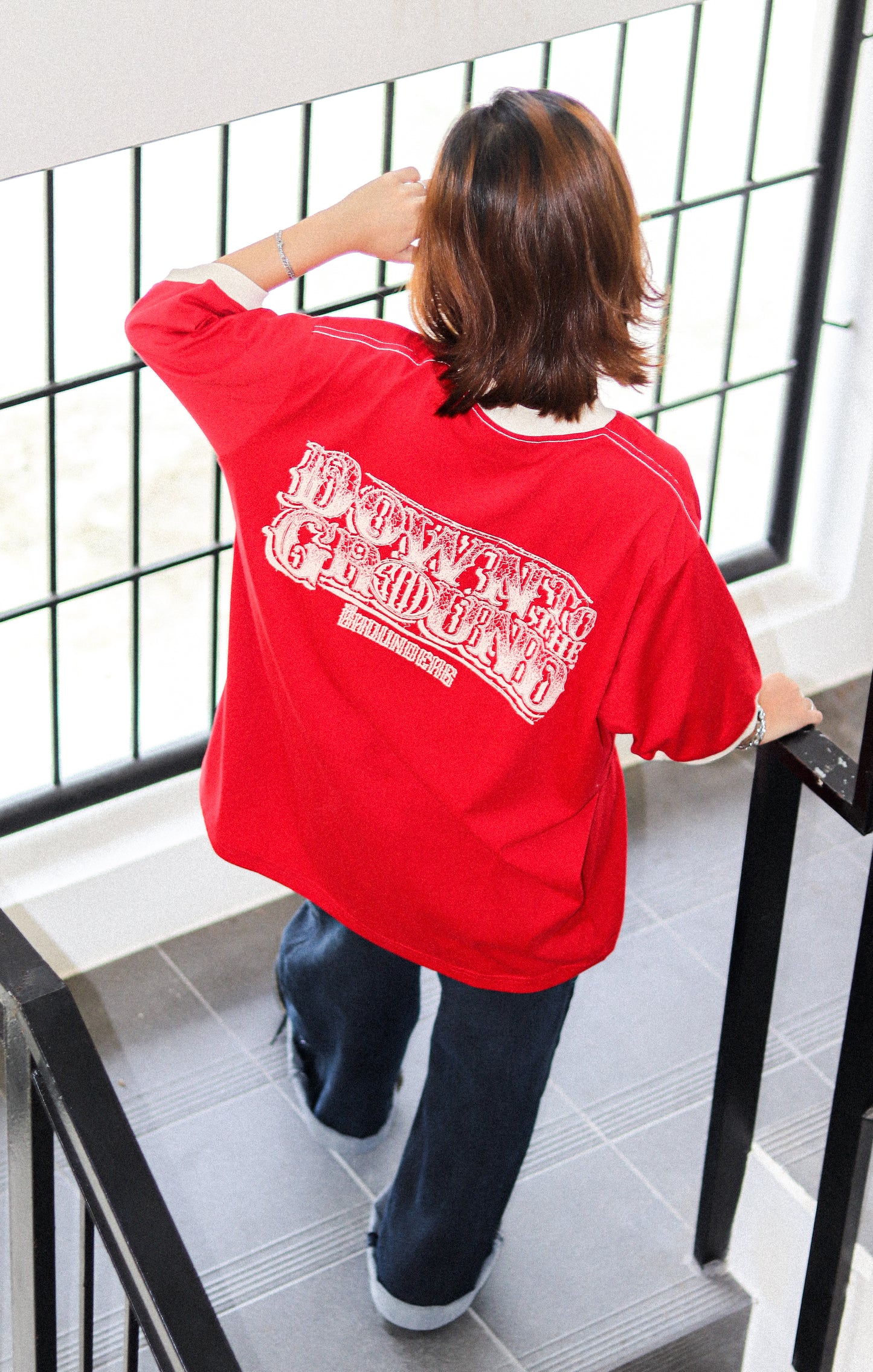 TG SCRIBBLE RINGER RED TEE