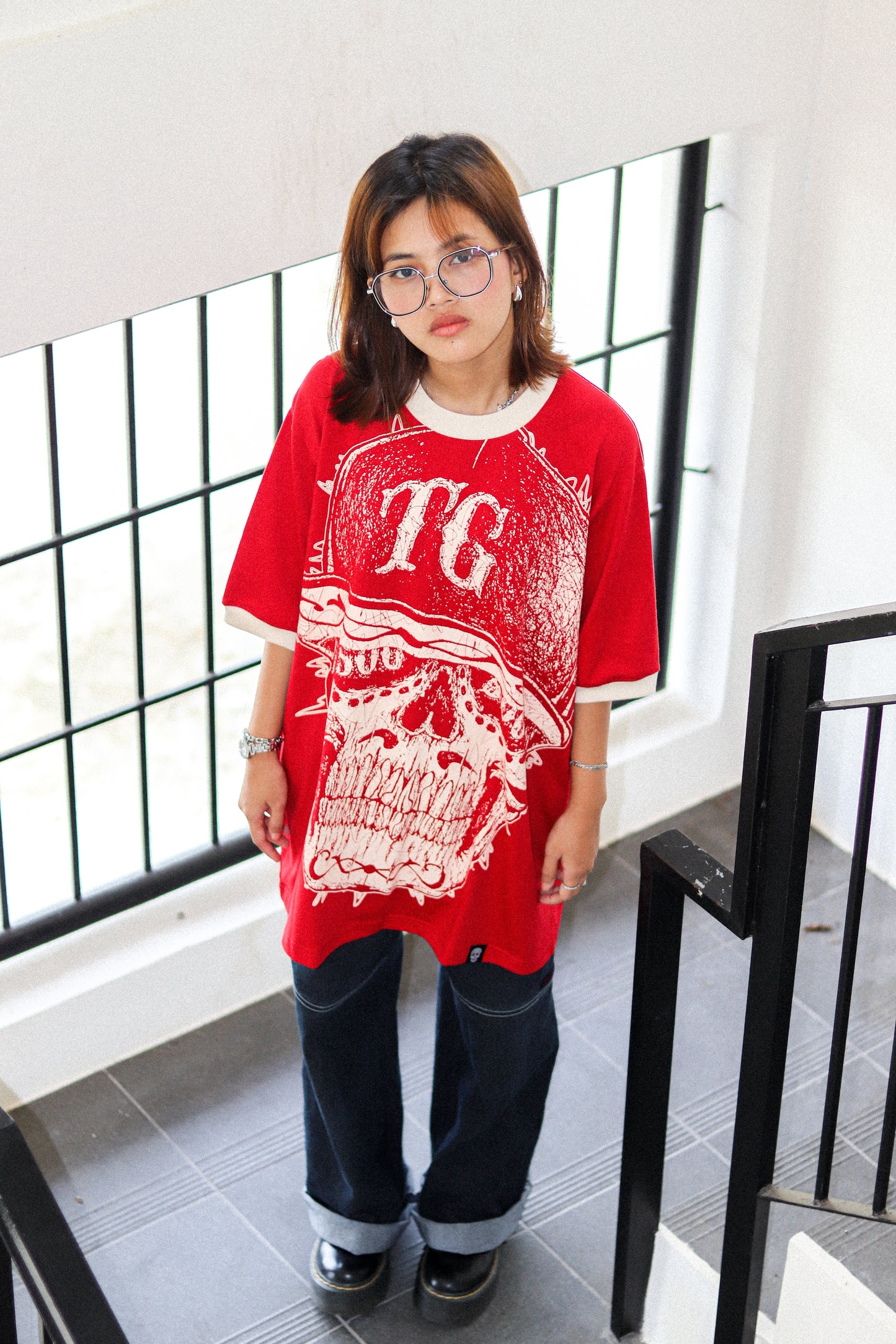 TG SCRIBBLE RINGER RED TEE