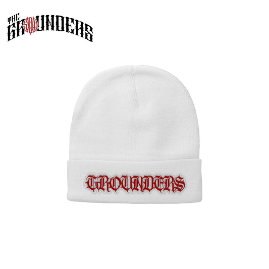 TG WHITE BEANIE OLD ENGLISH EMBRO