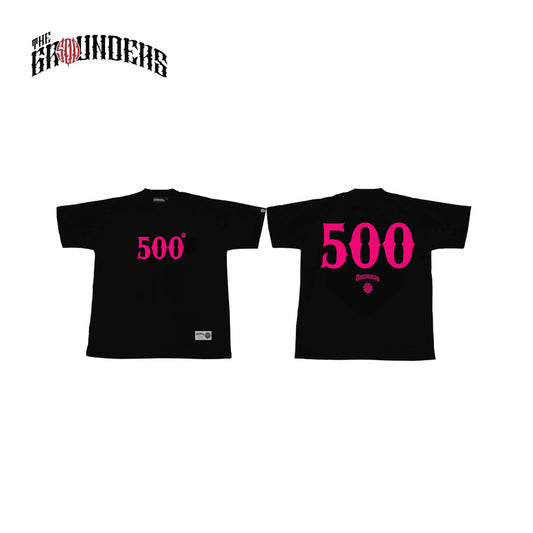 TG 500 RED NUMBER BLACK TEE THE GROUNDERS