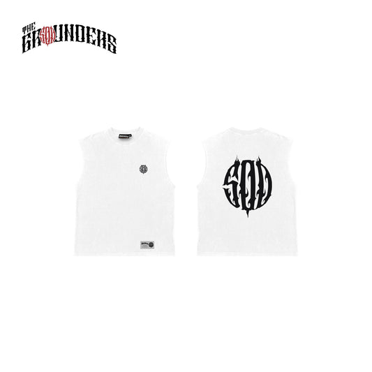 500 OG LOGO MUSCLE TEE WHITE
