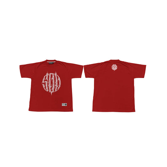 500 BRUSH GRAFFITTI LOGO RED TEE