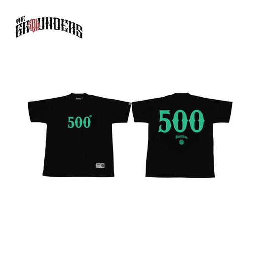 TG 500 TEAL NUMBER BLACK TEE THE GROUNDERS