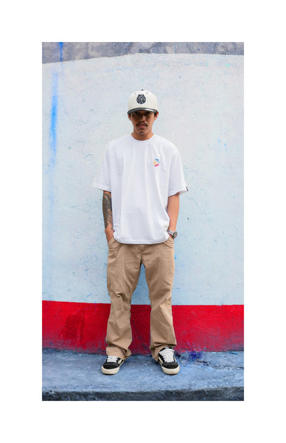 EMBROIDERED FLAG TEE | WHITE