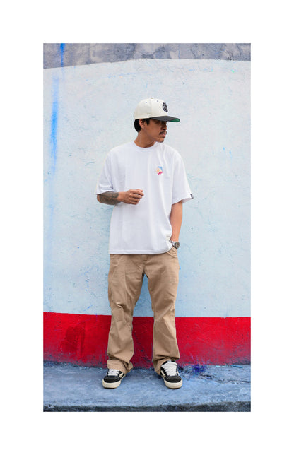 EMBROIDERED FLAG TEE | WHITE