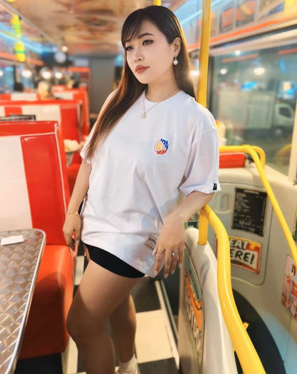 EMBROIDERED FLAG TEE | WHITE