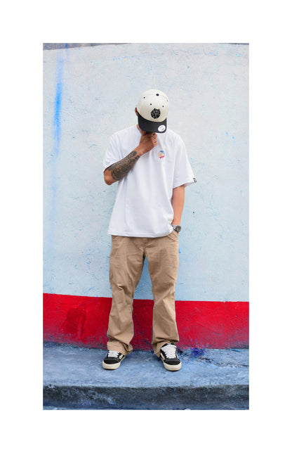 EMBROIDERED FLAG TEE | WHITE