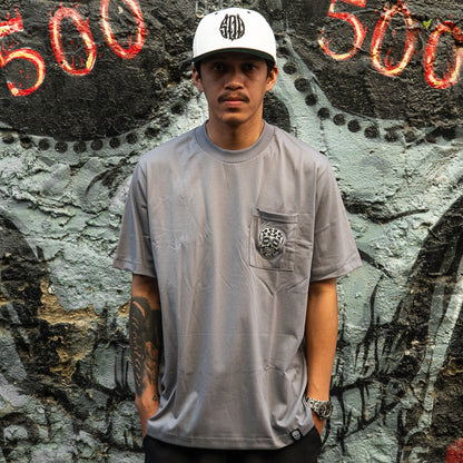 BLUISH GRAY SQUARED POCKET TEE