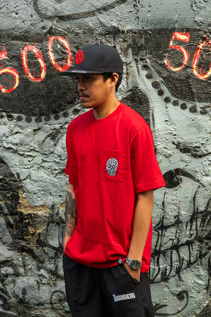 RED SQUARED POCKET TEE