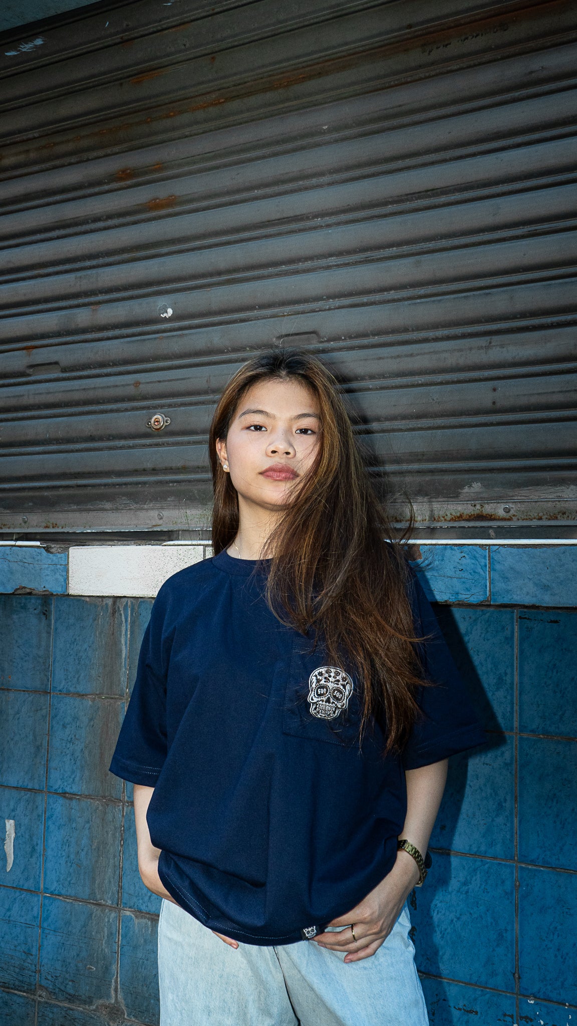 NAVY BLUE SQUARED POCKET TEE