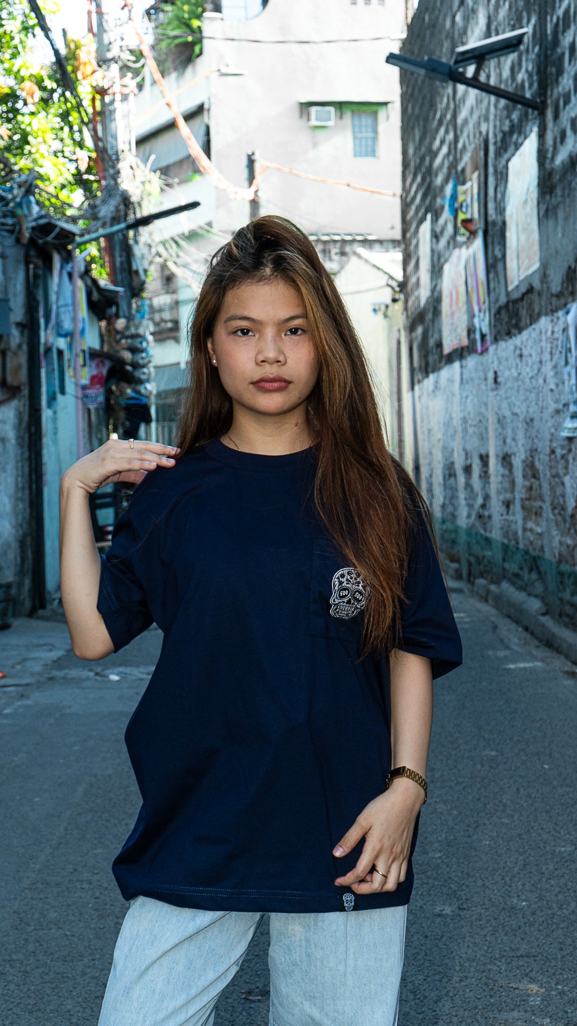 NAVY BLUE SQUARED POCKET TEE