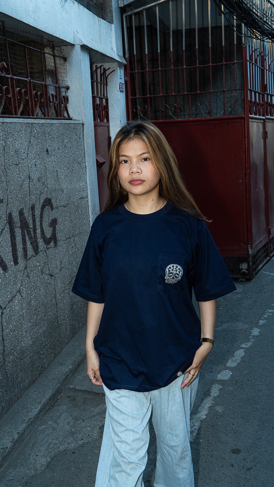 NAVY BLUE SQUARED POCKET TEE