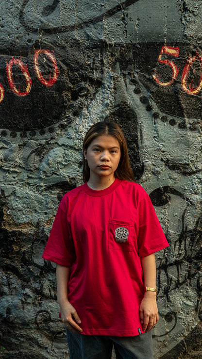 RED SQUARED POCKET TEE