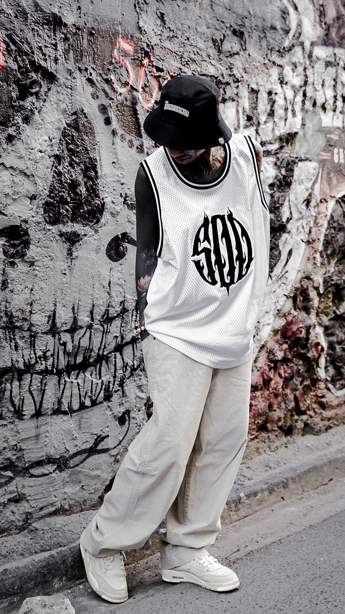 500 OG LOGO | WHITE KNITTED JERSEY