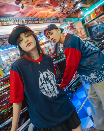 TG ORIENTAL TWO-TONE TEE (Blue Red)