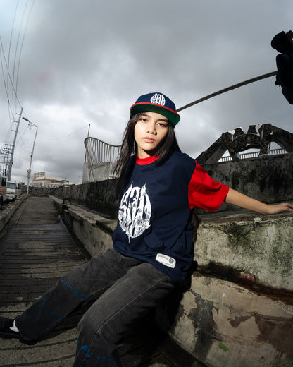 TG ORIENTAL TWO-TONE TEE (Blue Red)