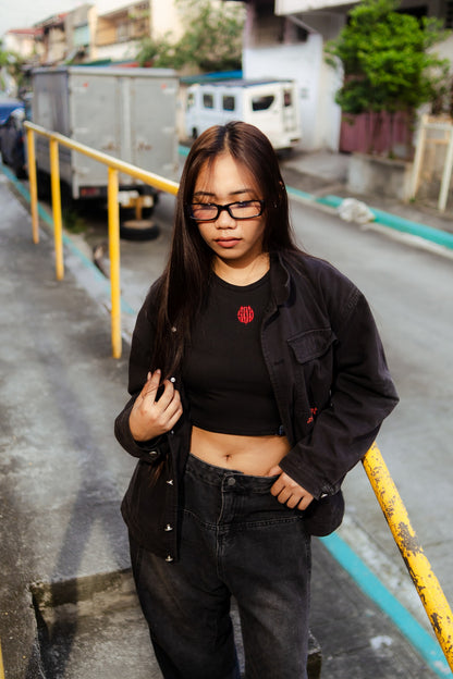 TG RIB-KNITTED CROP TANKTOP BLACK